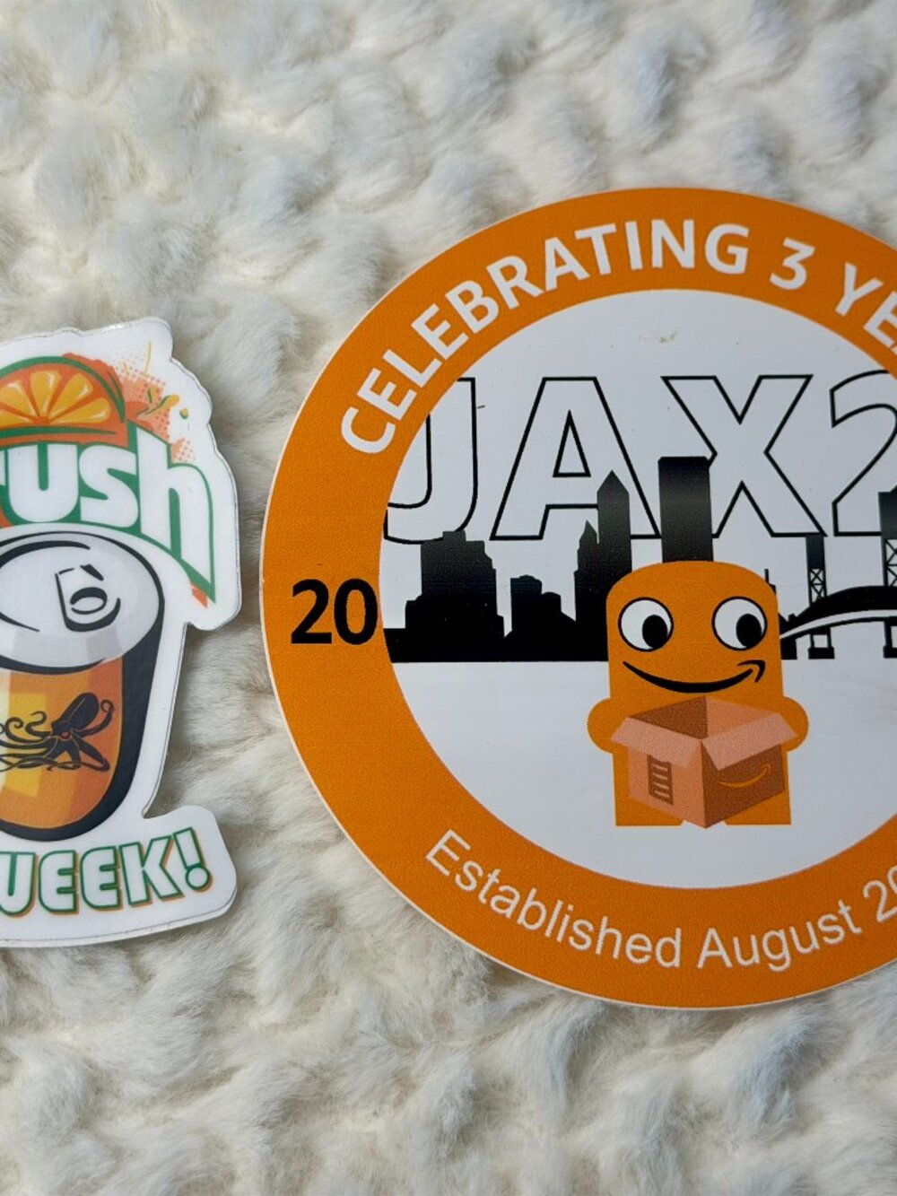 Amazon JAX2 Stickers-Anniversary Peccy in JAX and Orange Crush It Week Cracken
